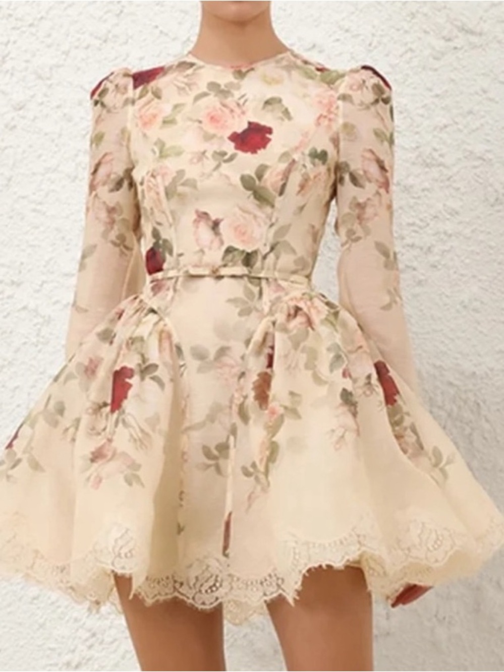 Zimmermann Cream Floral Lace-Trim Fit & Flare Long-Sleeve Dress - Picture 5 of 7